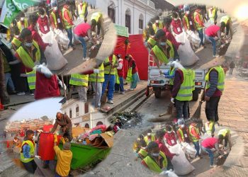 महाशिवरात्रीमा थुप्रिएका फोहोरमैला सफागर्दै सफाईकर्मीहरु
