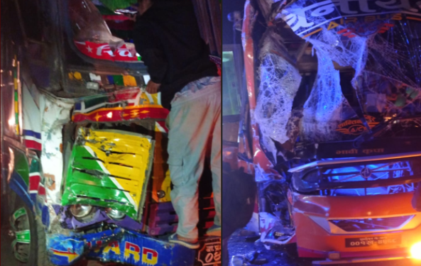 मकवानपुरमा ट्रक–बस ठोक्किँदा १४ घाइते, चुरे हिल अस्पतालमा उपचार जारी