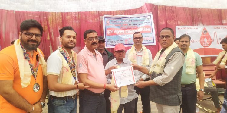 माईस्थान संचालक समिती द्वारा राउन्ड टेबल नेपालको सहयोगमा रक्तदान कार्यक्रम आयोजना ,६५ जनाले गरे रक्तदान ।