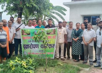 शैक्षिक सहिद मुकुन्द प्रसाद खनाल स्मृति प्रतिष्ठानद्वारा बिरगंज १६ मा वृक्षारोपण ।